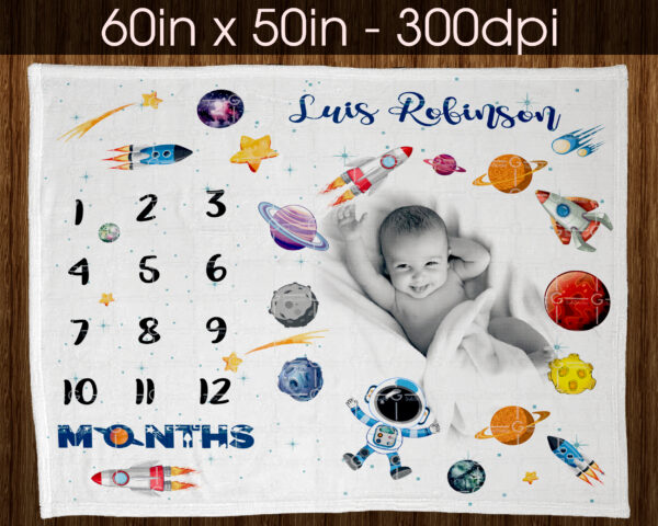 Galaxy Baby Milestone Blanket Digital Design for Sublimation Astronaut sublimation, Space design DTG print, Blanket design,