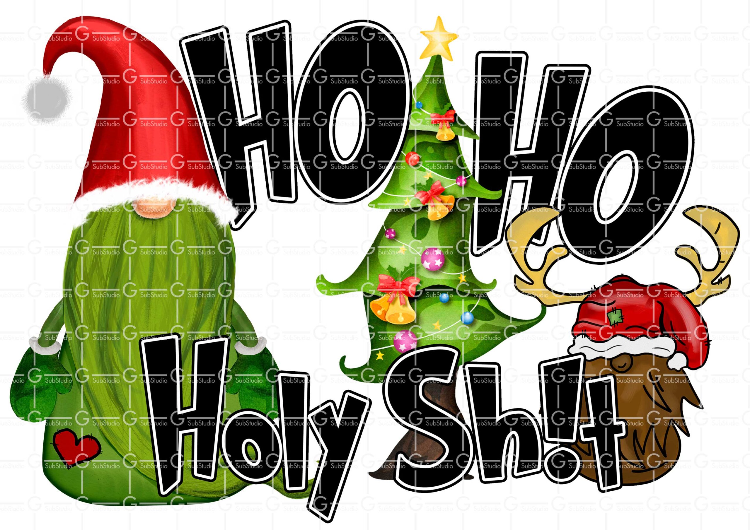 Ho Ho Ho Christmas Gnome digital download png jpeg