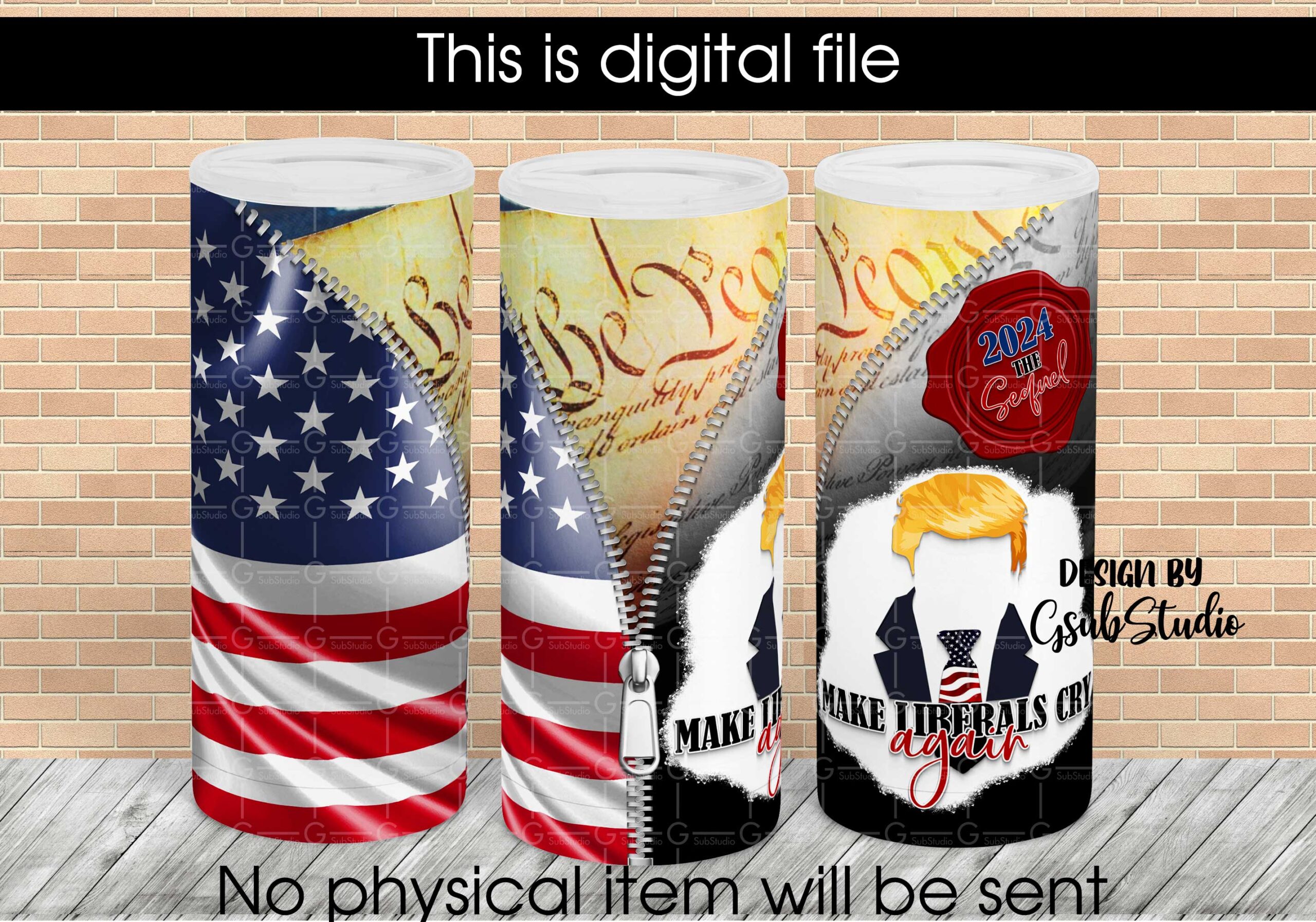 Trump 2024 Make liberals cry again PNG Tumbler wrap