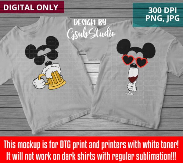 Minnie Mickey drink PNG Sublimation Mickey Mouse beer PNG